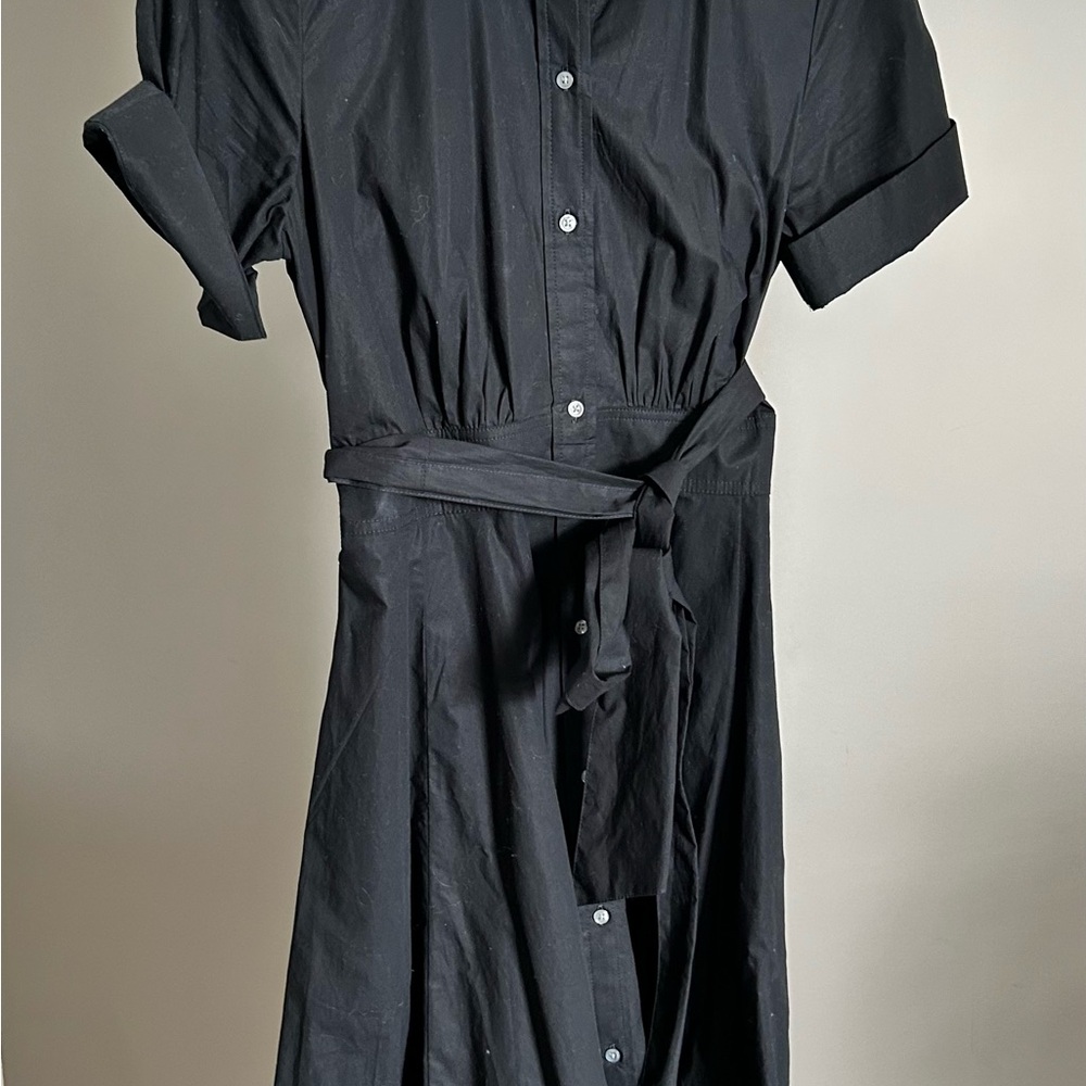 J. Crew Black Midi Dress with Tie Waist